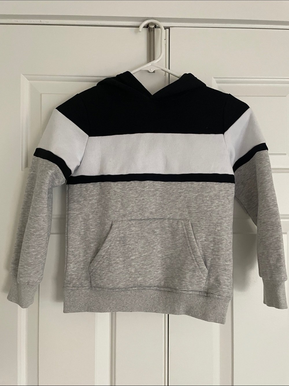 Kids Colorblock Hoodie Sweatshirt - Black, White & Gray